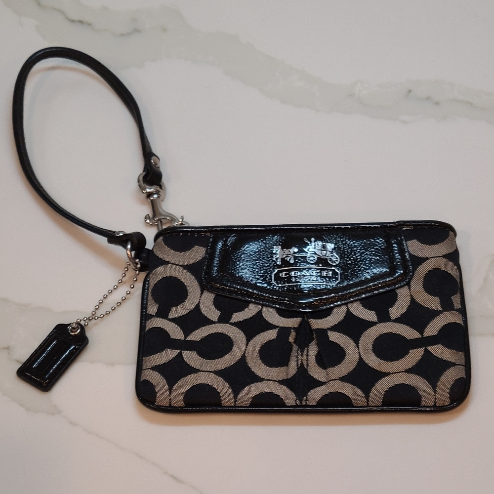 Coach Black and Gray Signature Wristlet